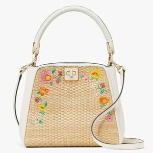 Kate Spade Phoebe Embroidered Straw Top Handle Satchel